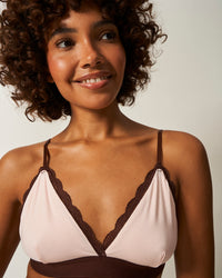 Lace Bralette - Candlelight and Cocoa Stripe & Stare