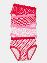 High Rise Knicker Four Pack - Candy Cane Wishes