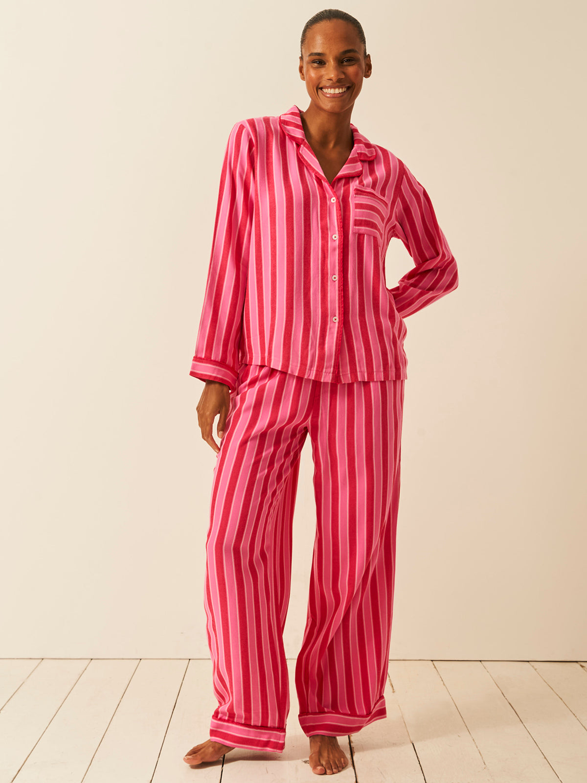 Soft Brushed Woven Pyjama Bottoms Candy Pop Stripe