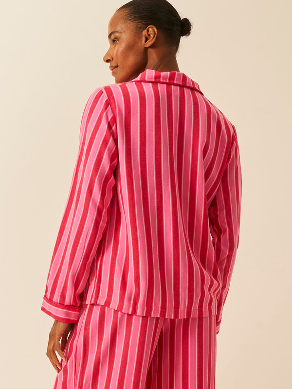 Soft Brushed Woven Pyjama Top - Candy Pop Stripe