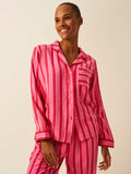 Soft Brushed Woven Pyjama Top - Candy Pop Stripe