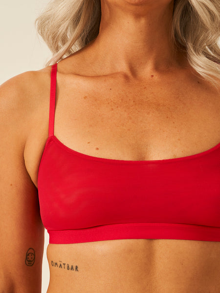 String Scoop Mesh Bra - Cherry Red Wholegood Inter-United Ltd