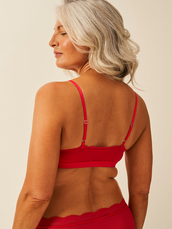 String Scoop Mesh Bra - Cherry Red Wholegood Inter-United Ltd