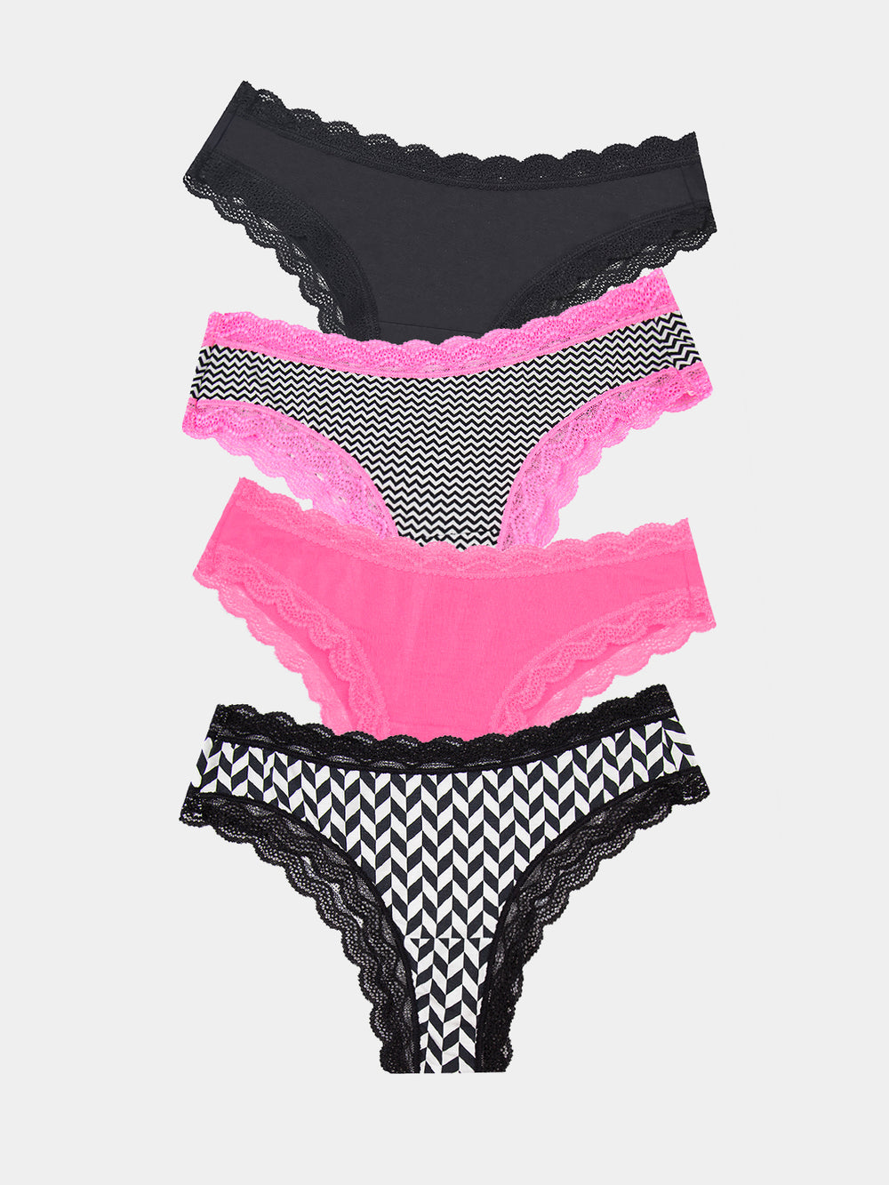 Brazilian Knicker Four Pack - Chevron Stripe & Stare