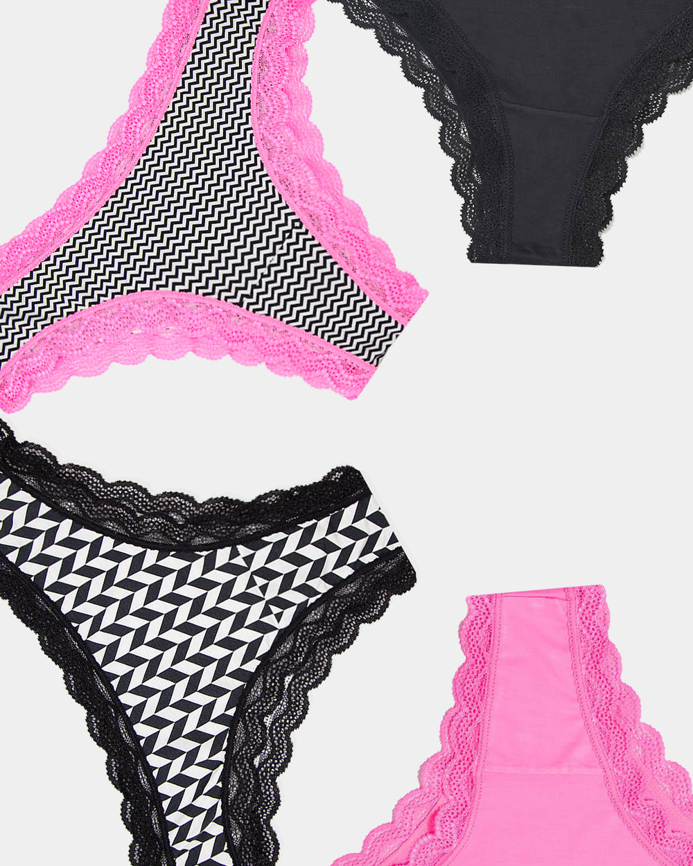 Brazilian Knicker Four Pack - Chevron Stripe & Stare