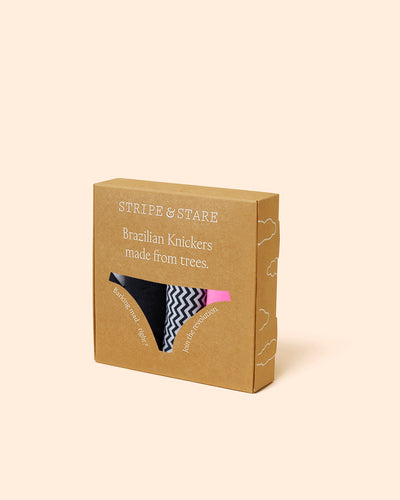 Brazilian Knicker Four Pack - Chevron Stripe & Stare