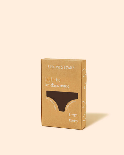 High Rise Knicker - Chocolate Stripe & Stare