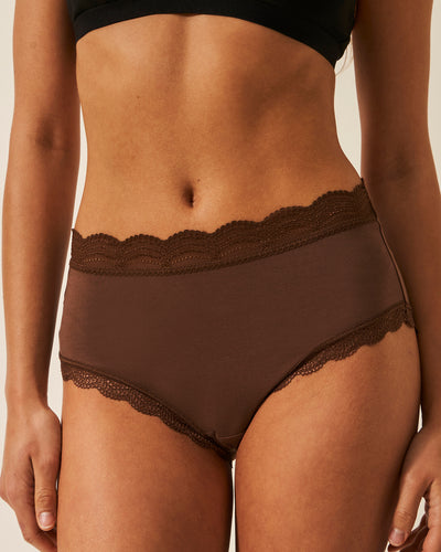 High Rise Knicker - Chocolate Stripe & Stare