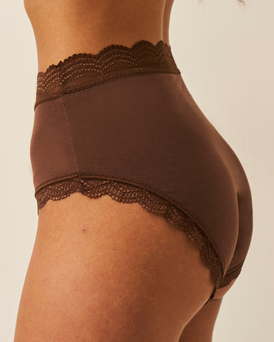 High Rise Knicker - Chocolate Stripe & Stare