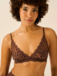 Triangle Lace Mesh Bra - Chocolate Leopard