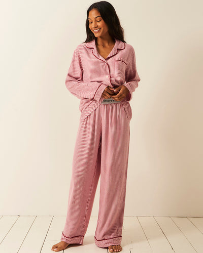 Soft Brushed Woven Pyjama Bottoms - Red Stripe Stripe & Stare