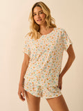 T-shirt & Short Pyjama Set - Citrus Petals