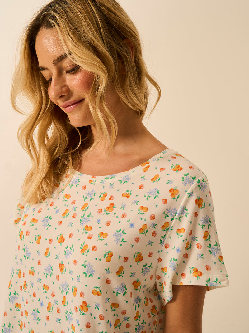 T-shirt & Short Pyjama Set - Citrus Petals