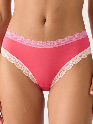 Mid Rise High Leg Knicker - Coral Paradise and Buttercream