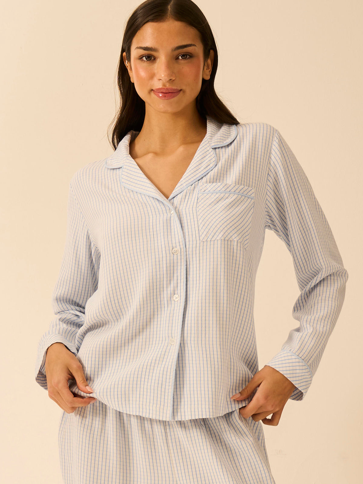 Soft Brushed Woven Pyjama Top - Check Mate