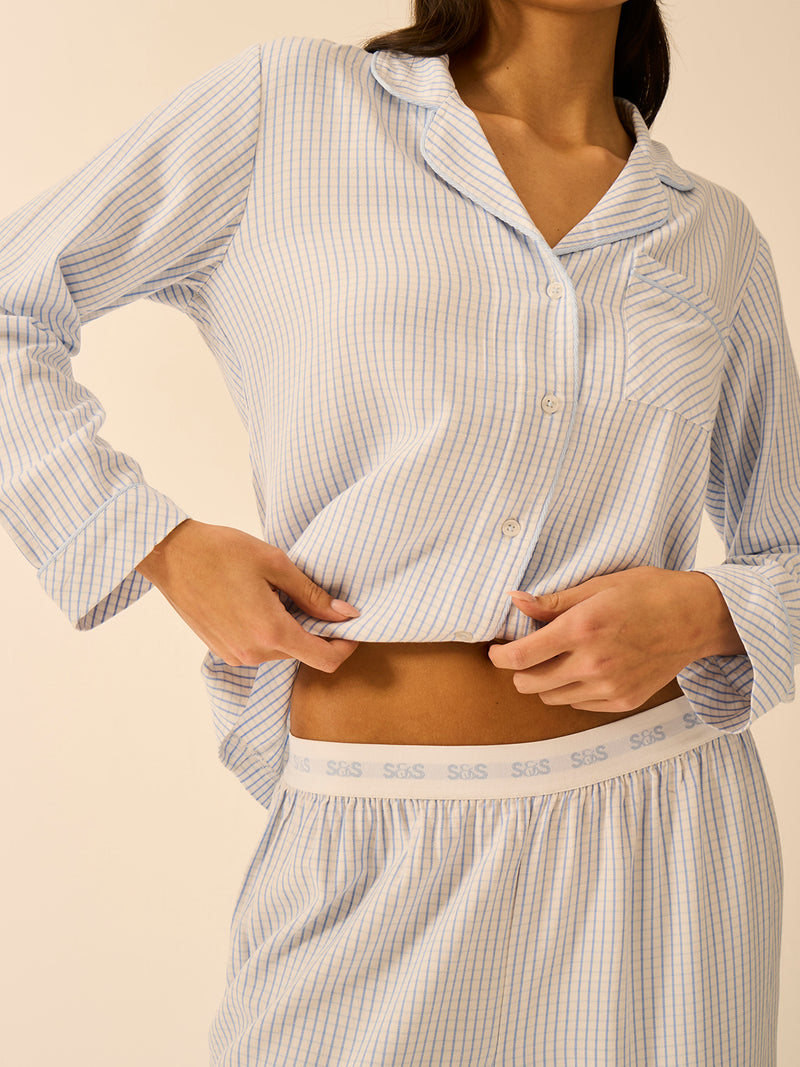 Soft Brushed Woven Pyjama Top - Check Mate