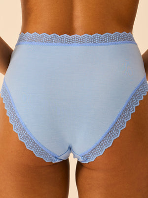 ZigZag Lace High Rise Knicker - Cornflower Blue