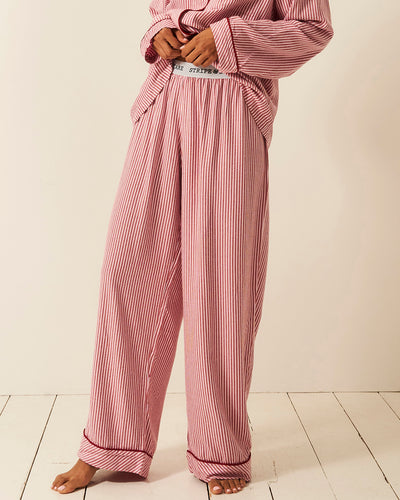 Soft Brushed Woven Pyjama Bottoms - Red Stripe Stripe & Stare