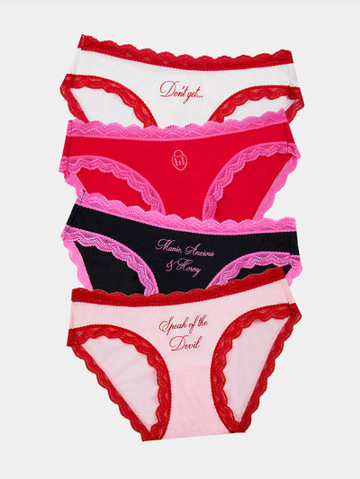 The Original Knicker Four Pack - Debute Slogans Stripe & Stare