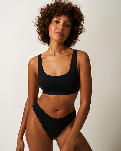 Soft Scoop Bra -  Black Stripe & Stare