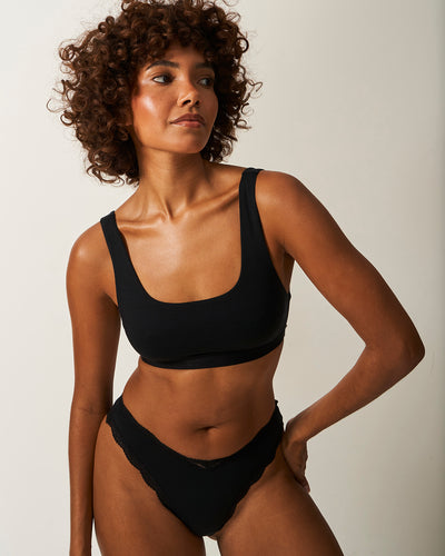 Dipped Tanga Knicker - Black Stripe & Stare