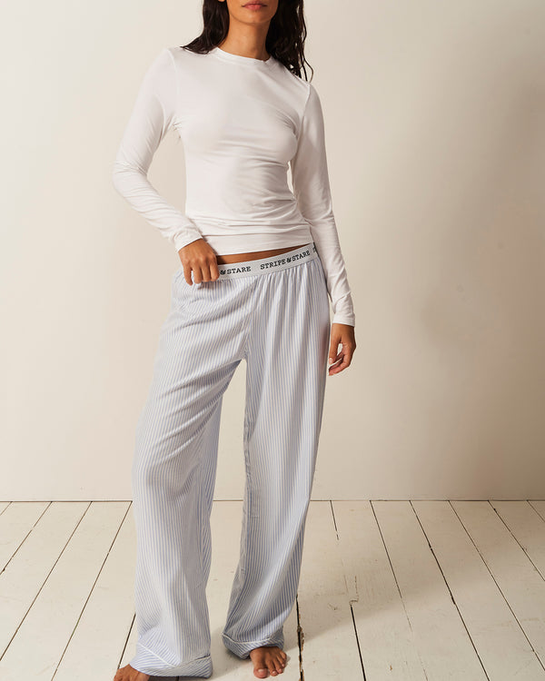 Soft Brushed Woven Pyjama Bottoms - Blue Stripe Stripe & Stare