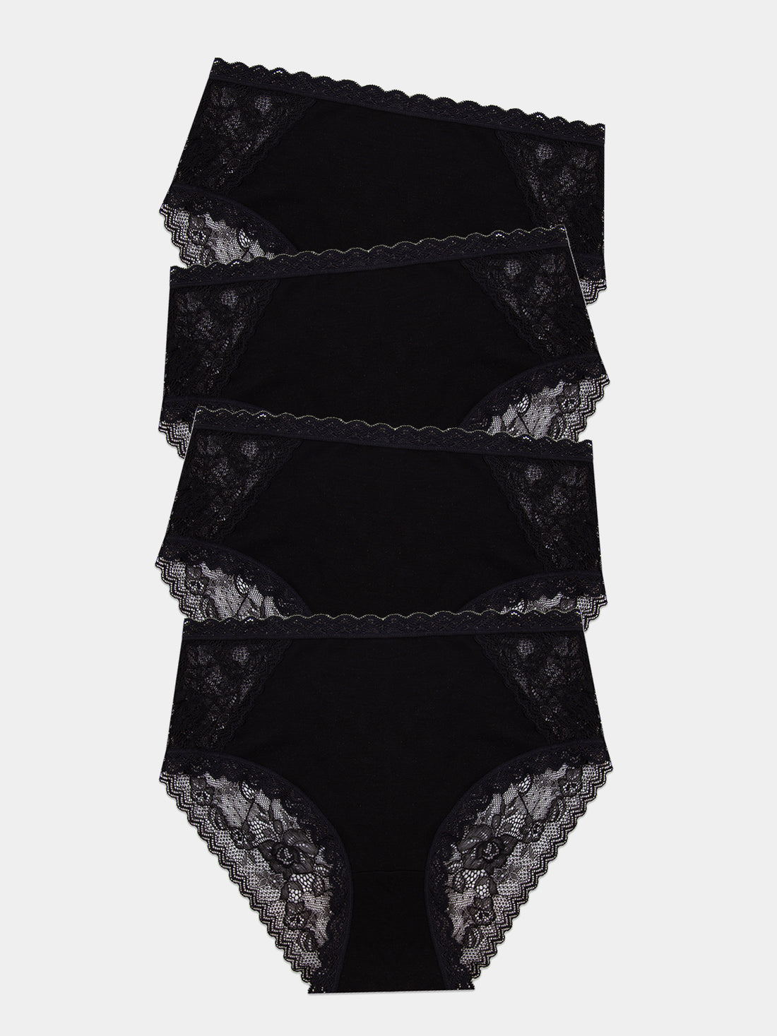 Eco Lace High Rise Knicker Four Pack - Black