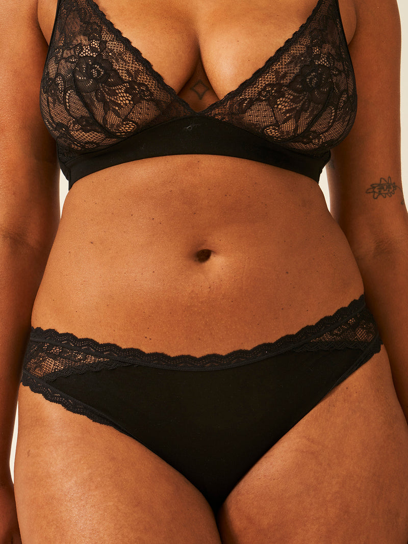 Eco Lace Original Knicker Four Pack - Black