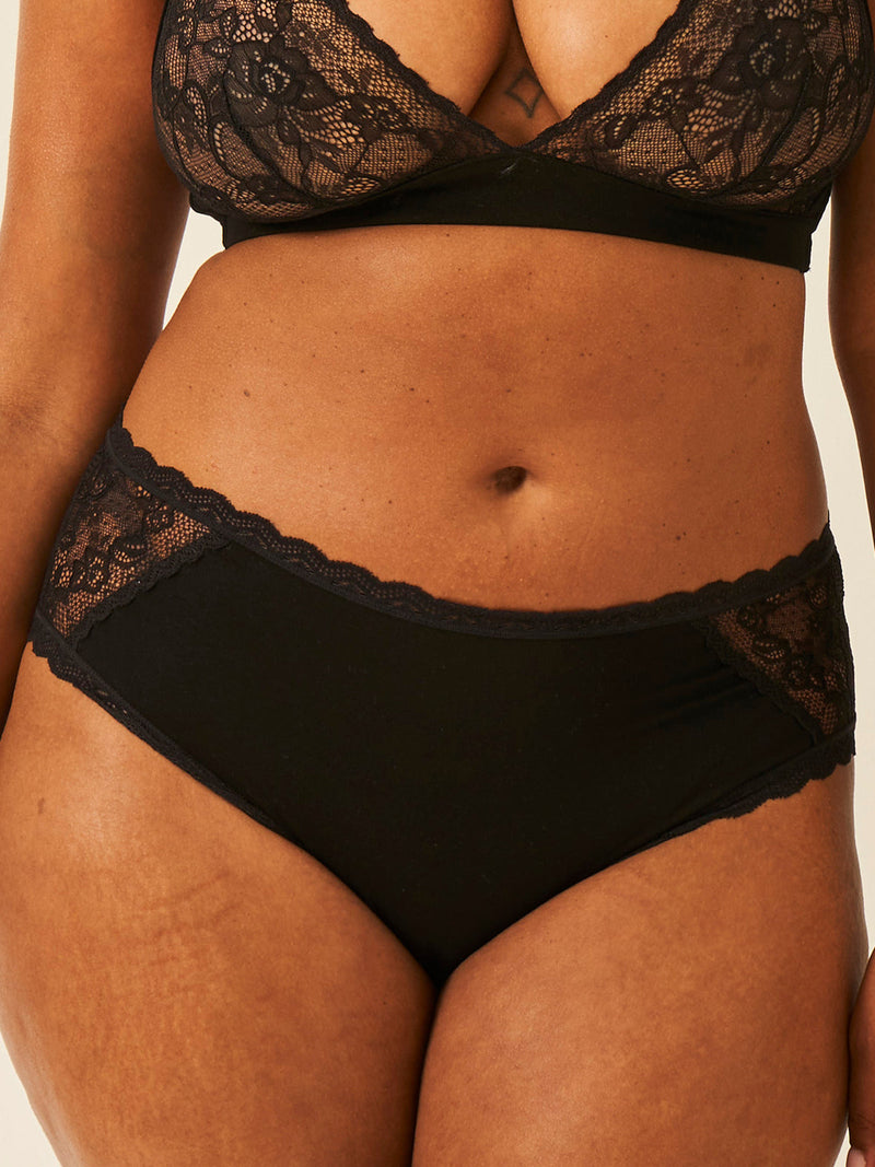 Eco Lace High Rise Knicker Four Pack - Black