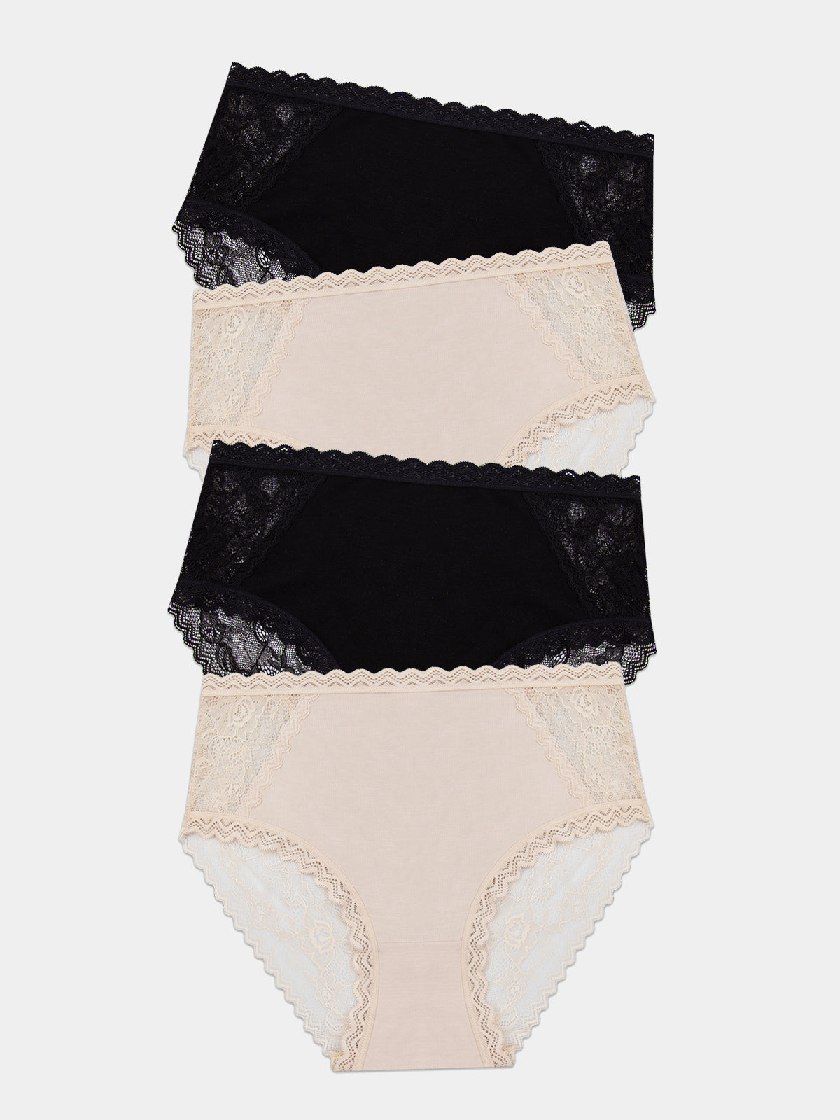 Eco Lace High Rise Knicker Four Pack & Sand