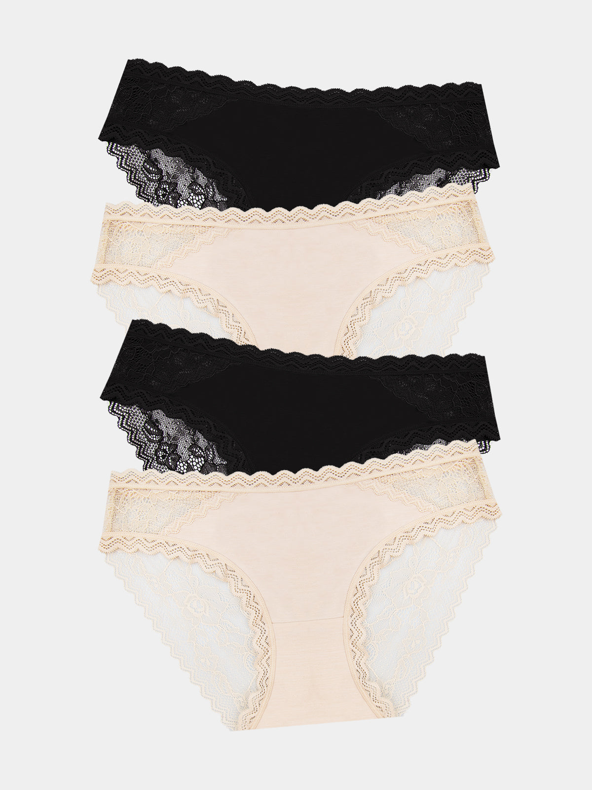 Eco Lace Original Knicker Four Pack - Black & Sand Hop Lun Limited