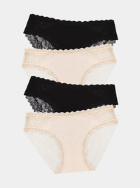 Eco Lace Original Knicker Four Pack - Black & Sand Hop Lun Limited