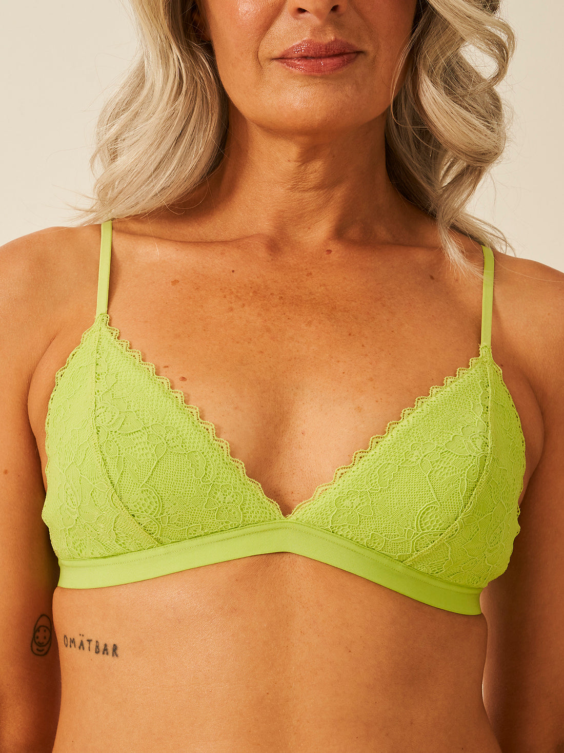 Eco Lace Padded Triangle Bra - Green Glow