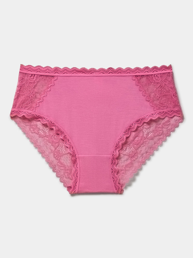 Eco Lace High Rise Knicker - Pink Cosmos