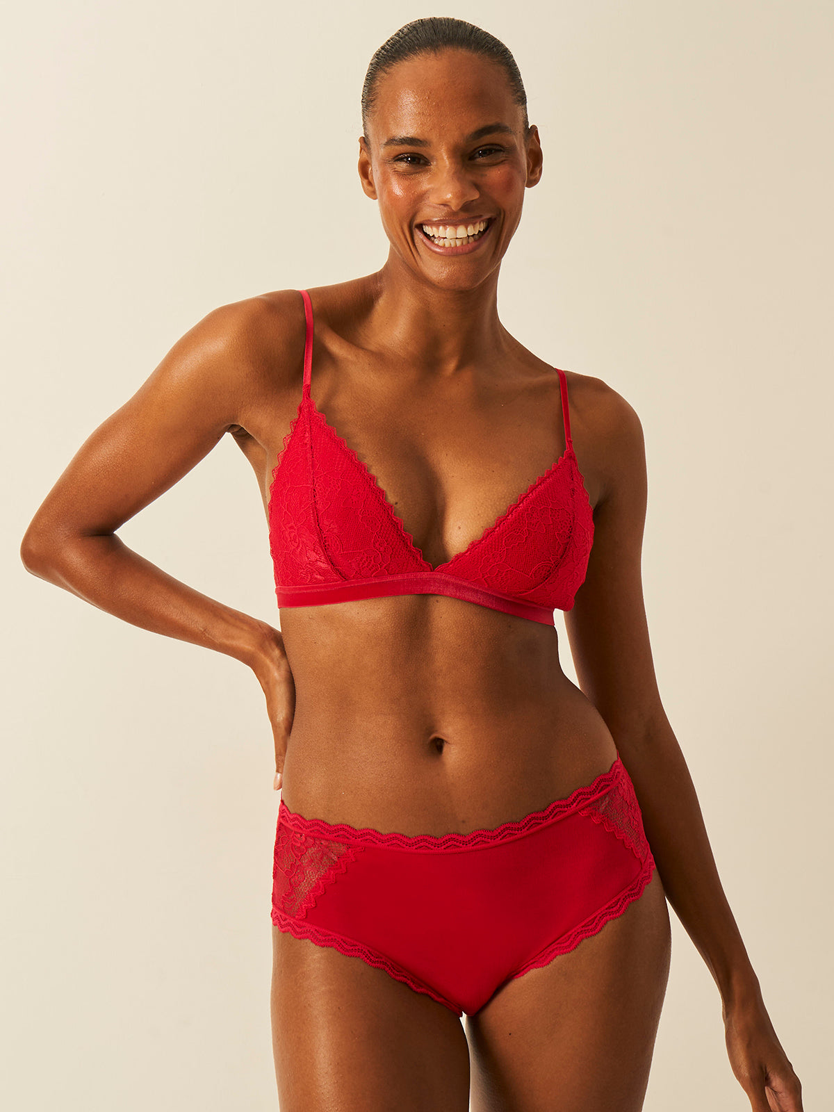 Eco Lace High Rise Knicker - Lipstick Red