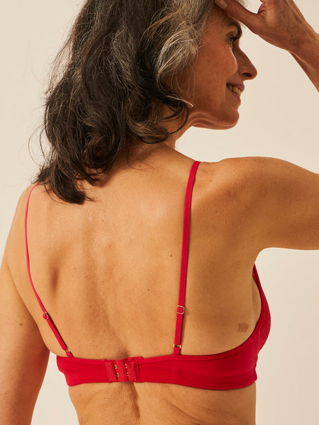 Eco Lace Double Layer Plunge Bra - Lipstick Red