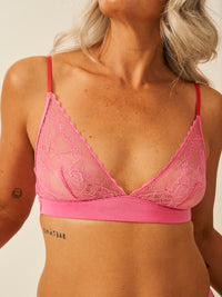 Eco Lace Triangle Bra - Pink Cosmos & Hibiscus Hop Lun Limited