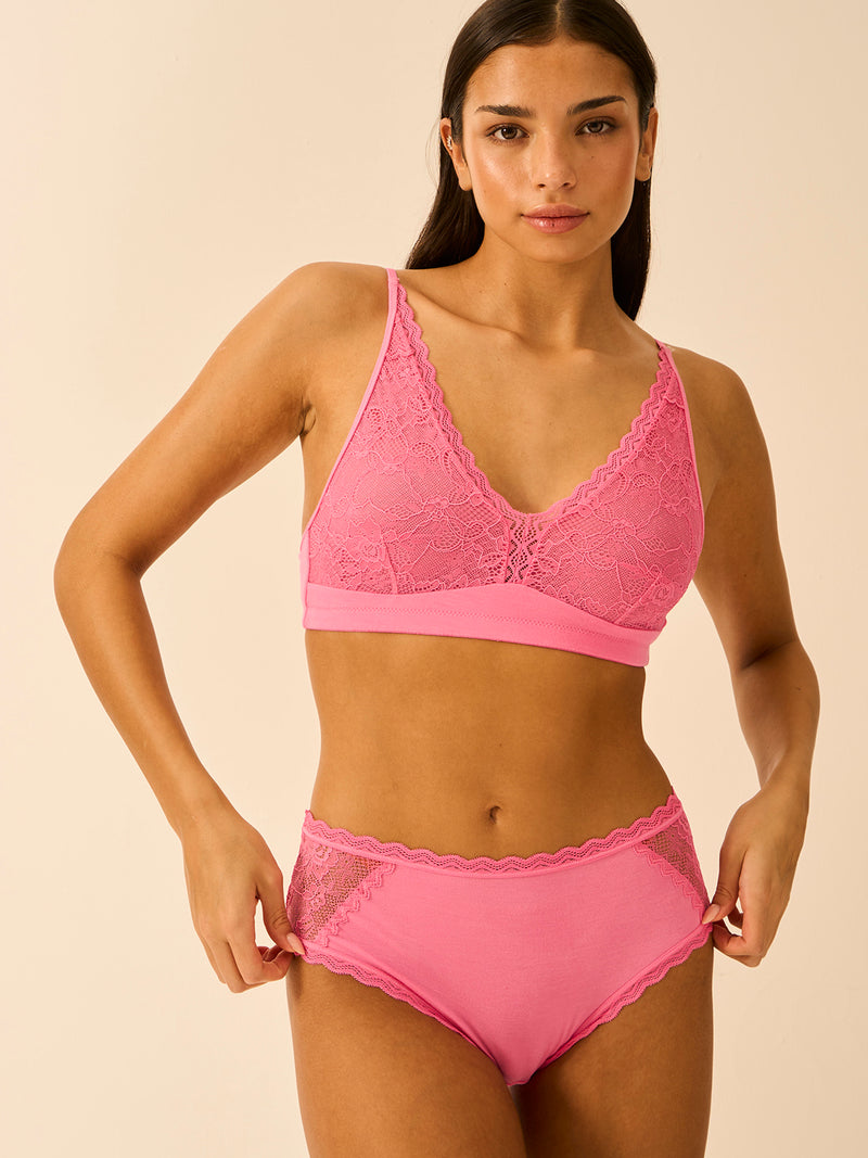 Eco Lace High Rise Knicker - Pink Cosmos