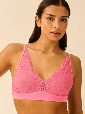 Eco Lace Double Layer Plunge Bra - Pink Cosmos