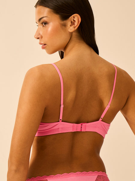 Eco Lace Double Layer Plunge Bra - Pink Cosmos