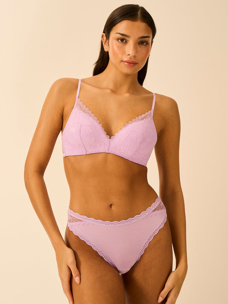 Eco Lace Brazilian Knicker - Lavender Haze