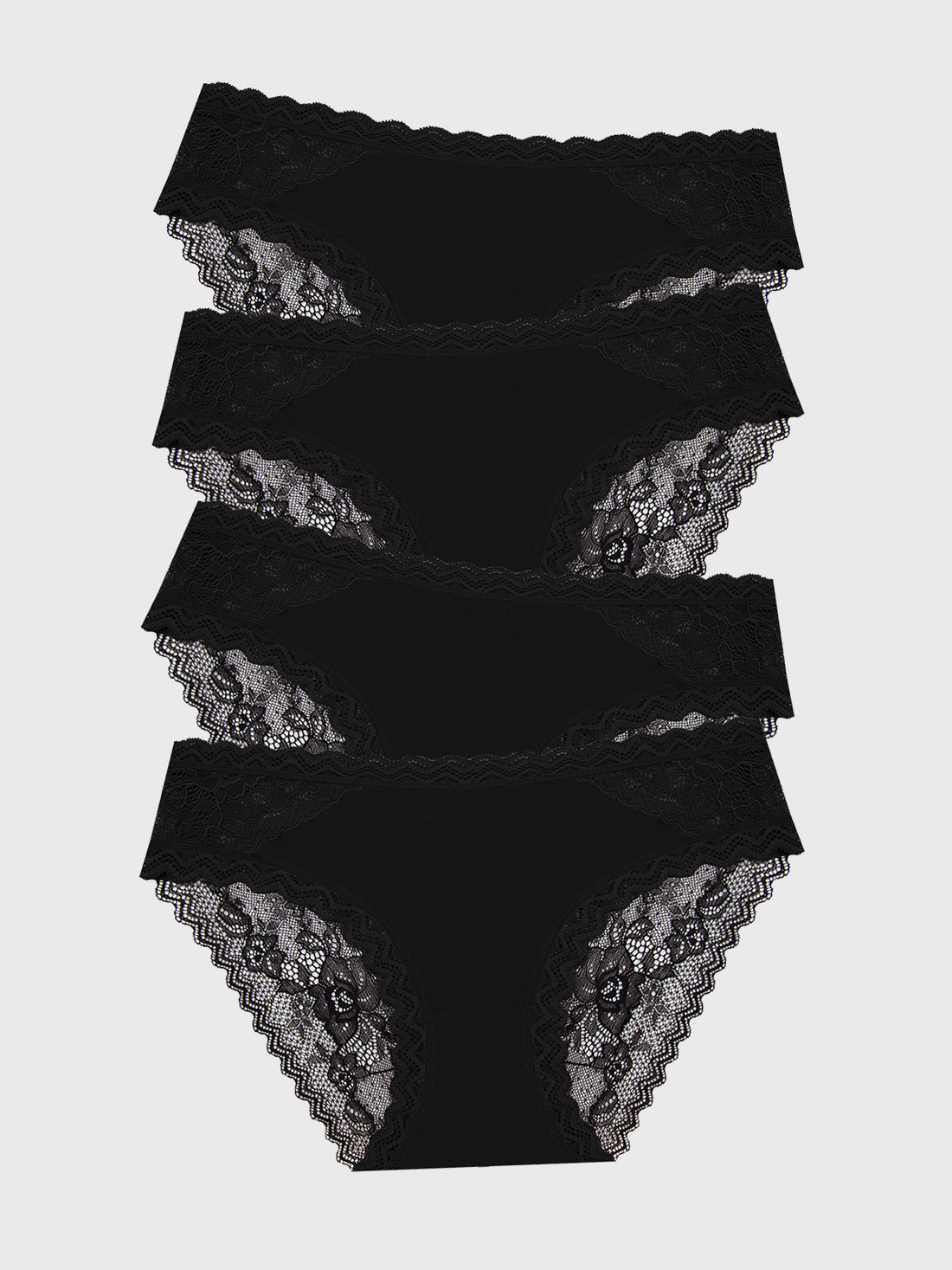 Eco Lace Original Knicker Four Pack - Black