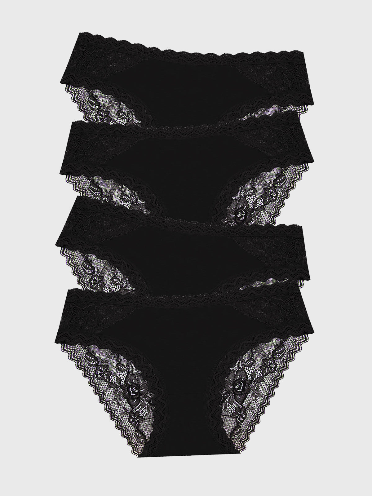 Eco Lace Original Knicker Four Pack - Black