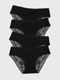 Eco Lace Original Knicker Four Pack - Black