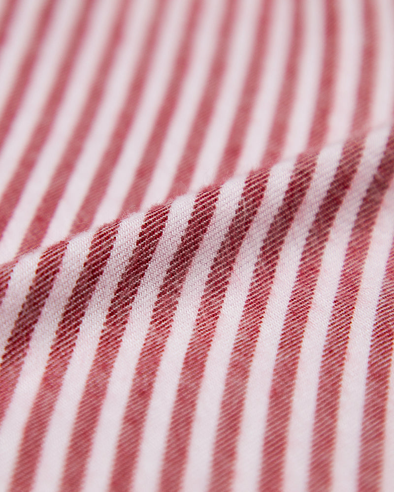 Soft Brushed Woven Pyjama Shorts - Red Stripe Anjos & Lourenco