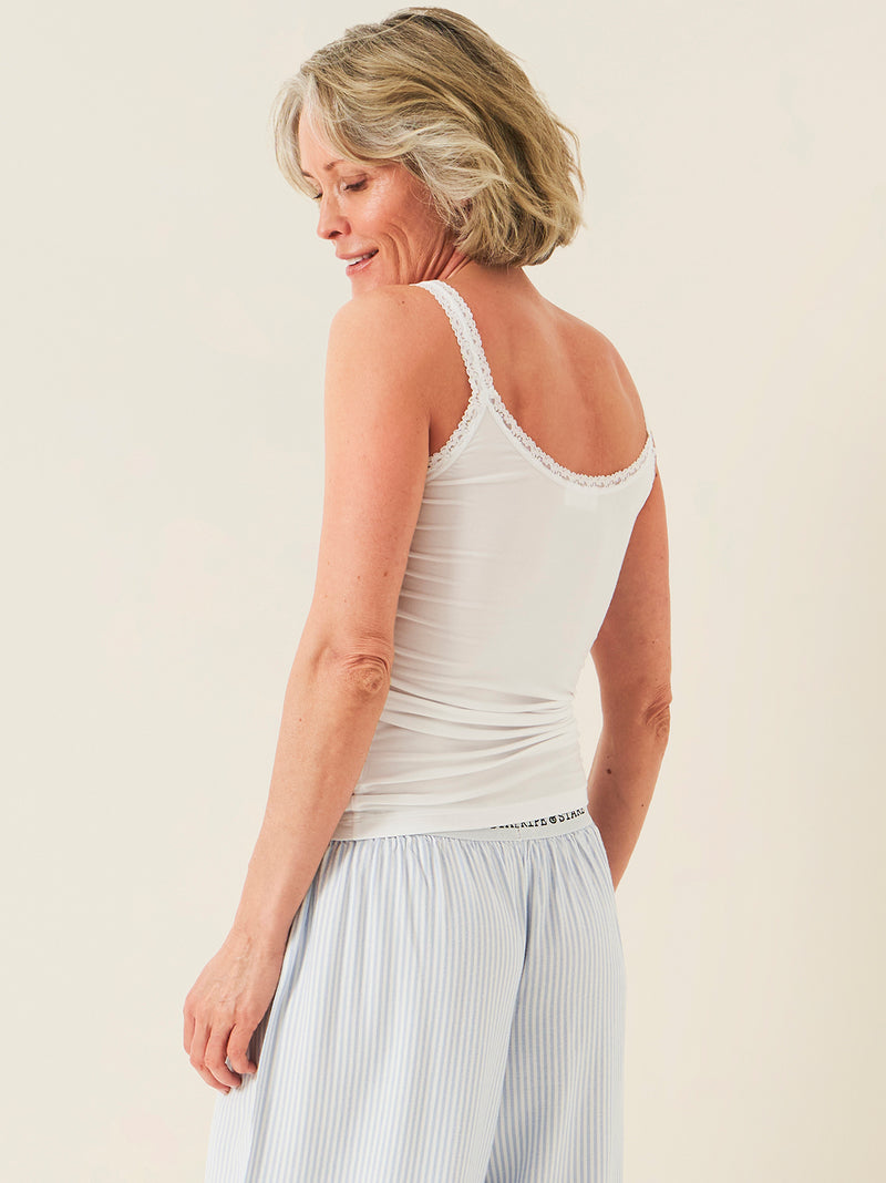 Lace Cami - White | Sustainable TENCEL™ Vest Top – Stripe & Stare
