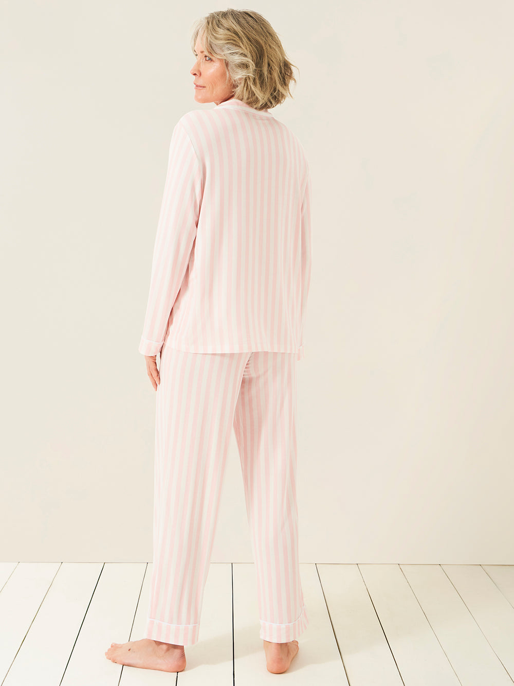 Long Pyjama Set - Pale Pink Stripe Charming Garment Enterprises Co