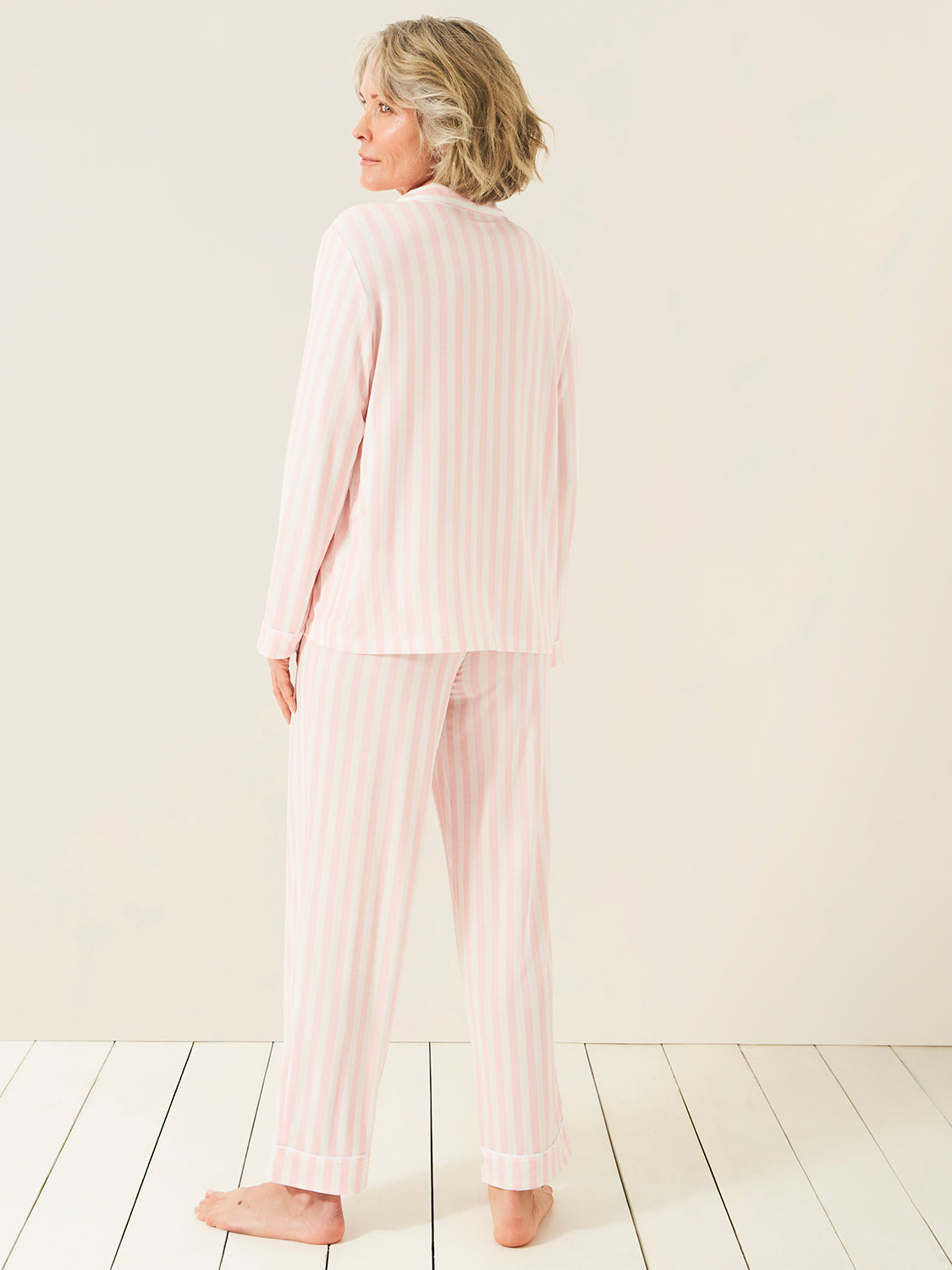Long Pyjama Set - Pale Pink Stripe Charming Garment Enterprises Co