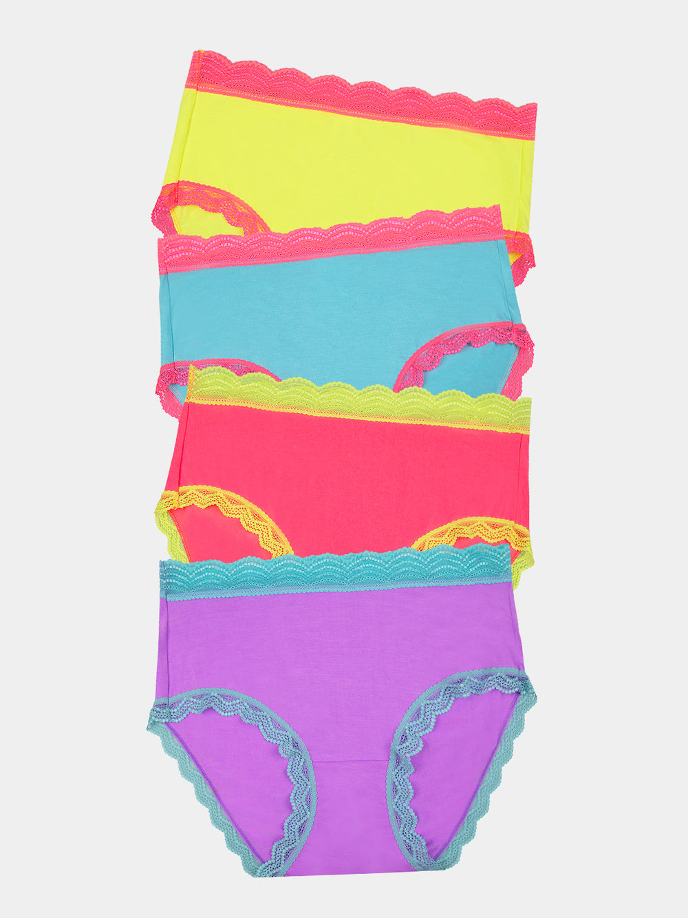 High Rise Knicker Four Pack - Electric Neon Stripe & Stare
