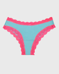 Brazilian Knicker - Electric Neon Turquoise and Pink Stripe & Stare